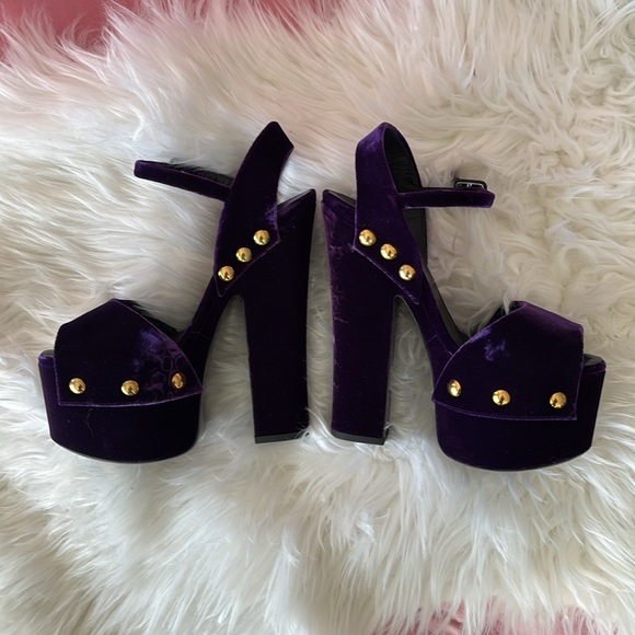 Giuseppe Zanotti Purple Velvet Heels - Picture 16 of 17